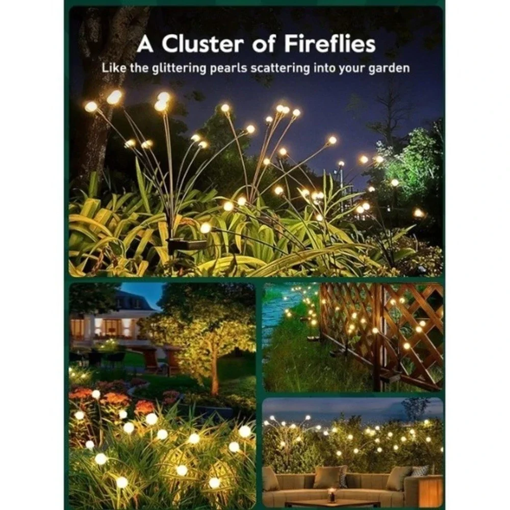 Solar Firefly‎ Lights Outdoor Garden Lawn Pathway Landscape Decoration